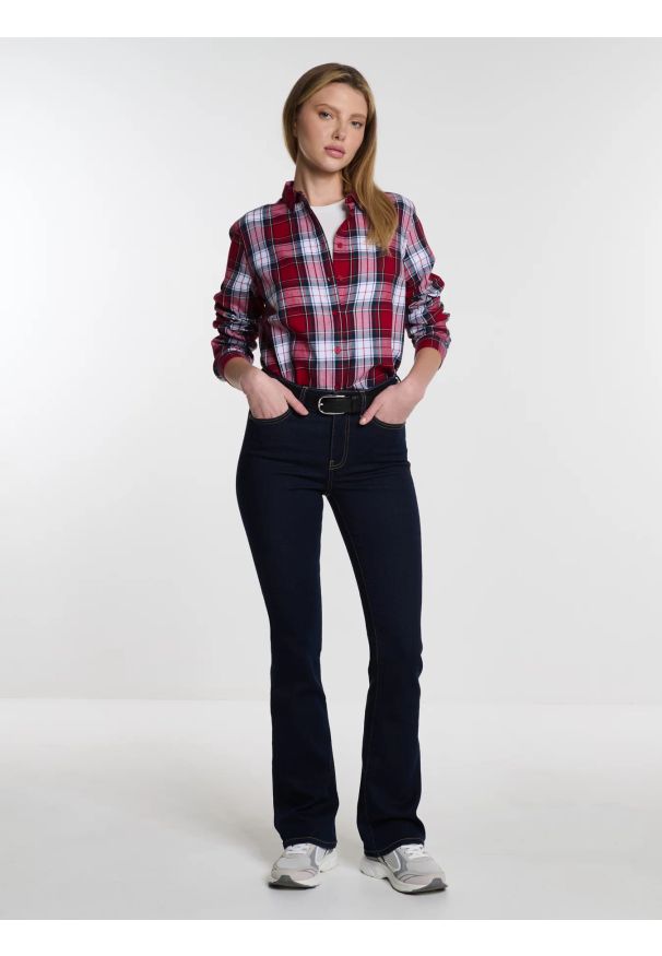 Big-Star - Jeansy damskie granatowe Adela Bootcut 505. Kolor: niebieski