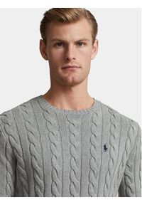 Polo Ralph Lauren Sweter 710775885013 Szary Regular Fit. Typ kołnierza: polo. Kolor: szary. Materiał: bawełna #3