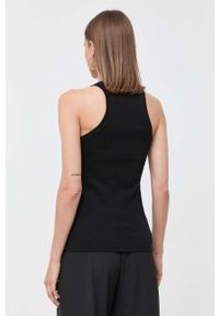 Pinko top damski kolor czarny. Kolor: czarny. Materiał: dzianina, prążkowany. Długość rękawa: na ramiączkach. Styl: klasyczny #3