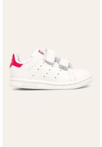adidas Originals - Buty dziecięce Stan Smith. Nosek buta: okrągły. Zapięcie: rzepy. Kolor: biały. Materiał: syntetyk, materiał, skóra ekologiczna. Szerokość cholewki: normalna. Wzór: nadruk. Model: Adidas Stan Smith #1