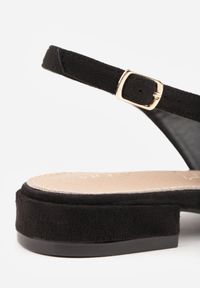Renee - Czarne Sandały Slingback Vices z Wkładką ze Skóry Naturalnej Annisae. Okazja: na spotkanie biznesowe. Zapięcie: sprzączka. Kolor: czarny. Materiał: skóra. Obcas: na obcasie. Styl: biznesowy, elegancki, klasyczny. Wysokość obcasa: niski #8