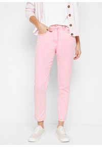 bonprix - "Spodnie twillowe w krótszej długości, z efektem ""used look""". Kolor: różowy. Długość: krótkie