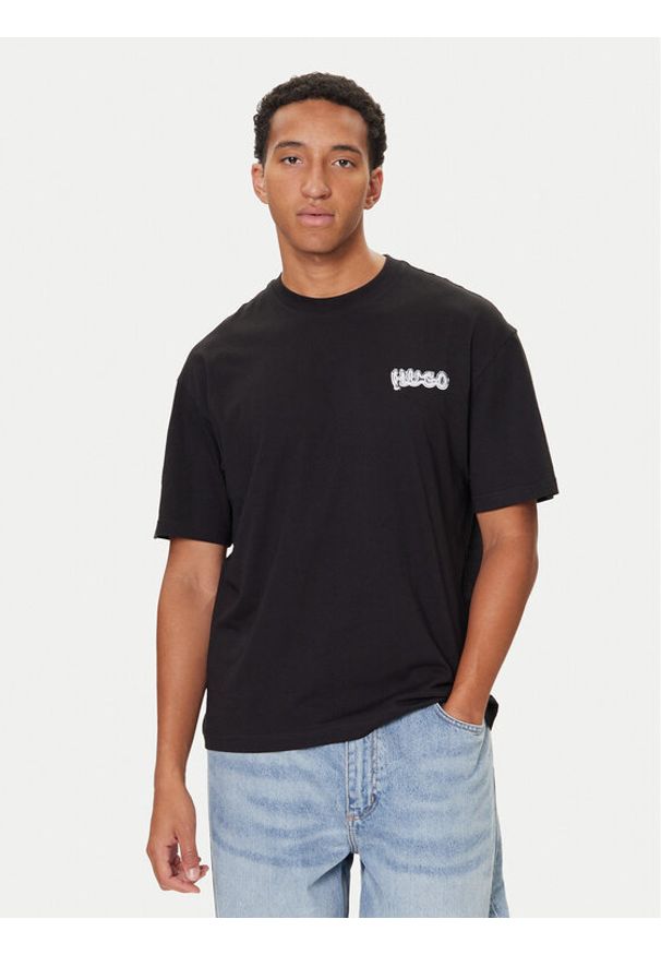 Hugo - HUGO T-Shirt Nyrotee 50549769 Czarny Loose Fit. Kolor: czarny. Materiał: bawełna
