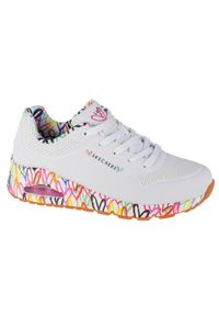 skechers - Buty sportowe Sneakersy damskie, Skechers Uno-Loving Love. Kolor: biały. Sport: turystyka piesza