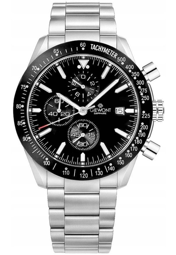 Zegarek Giewont Zegarek Męski Chronograph Sapphire Srebrno Czarny GW8720-B2. Kolor: srebrny, wielokolorowy, czarny