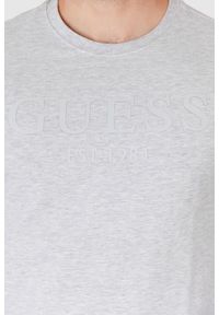 Guess - GUESS Szara bluza męska z logo. Kolor: szary. Wzór: aplikacja #3