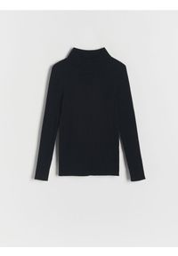 Reserved - Sweter w prążek - czarny. Kolor: czarny. Materiał: wiskoza, dzianina. Wzór: prążki