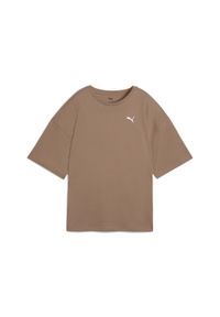 Damska koszulka z nadrukiem Puma Essentials. Kolor: brązowy. Wzór: nadruk #1