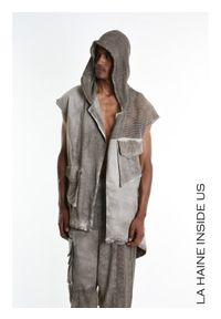 La Haine Inside Us Kamiezelka Unisex | 3B M1273 | Mężczyzna | Brązowy. Okazja: na co dzień. Typ kołnierza: kaptur. Kolor: brązowy. Materiał: bawełna. Długość: długie. Wzór: aplikacja. Styl: casual, elegancki #9