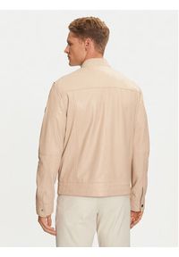 Karl Lagerfeld - KARL LAGERFELD Kurtka skórzana 555019 541422 Beżowy Regular Fit. Typ kołnierza: dekolt w karo. Kolor: beżowy. Materiał: skóra #4