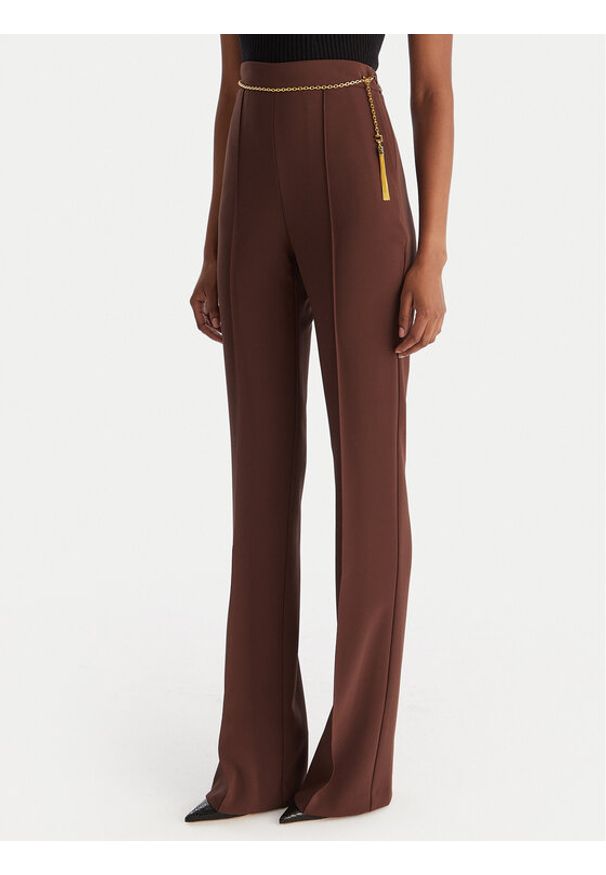 Elisabetta Franchi Spodnie materiałowe PA-141-57E2-V420 Brązowy Regular Fit. Kolor: brązowy. Materiał: syntetyk