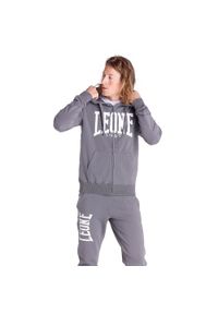 LEONE 1947 APPAREL - Męska zapinana na zamek bluza z kapturem Leone 1947 Apparel. Typ kołnierza: kaptur. Kolor: szary. Materiał: tkanina. Sport: fitness