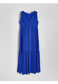 Reserved - Sukienka z wiskozy - niebieski. Kolor: niebieski. Materiał: wiskoza