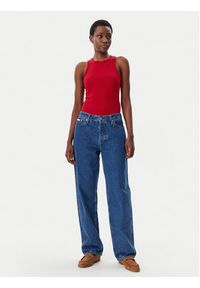 TOMMY HILFIGER - Tommy Hilfiger Top WW0WW38635 Czerwony Slim Fit. Kolor: czerwony. Materiał: wiskoza #3