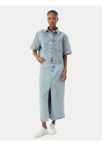Hugo - HUGO Koszula jeansowa Gesila_1 50559758 Błękitny Relaxed Fit. Kolor: niebieski. Materiał: bawełna #4