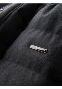 Ombre Clothing - Casualowa męska kurtka puffer z wełną – czarny melanż V2 - Rozmiar: L. Okazja: na co dzień. Typ kołnierza: kołnierzyk stójkowy. Kolor: czarny. Materiał: wełna. Długość: długie. Wzór: melanż. Styl: casual #9