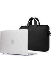 Etui Alogy Etui Alogy Hard Case mat mleczne + torba neopren czarny do MacBook Air 2018 13. Kolor: czarny, biały, wielokolorowy. Materiał: neopren #1