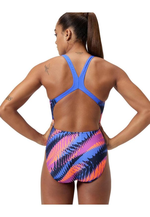 Strój pływacki jednoczęściowy damski Speedo Allover Digital Powerback. Kolor: niebieski, wielokolorowy