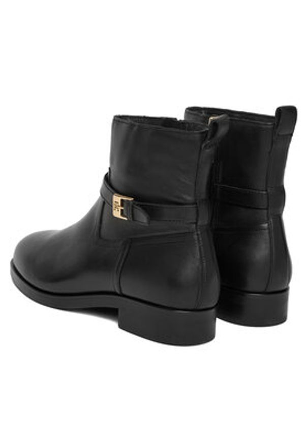 TOMMY HILFIGER - Tommy Hilfiger Botki Th Buckle Riding Leather Bootie FW0FW08781 Czarny. Kolor: czarny. Materiał: skóra