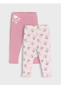 Sinsay - Legginsy 2 pack Disney - różowy. Kolor: różowy. Wzór: motyw z bajki #1