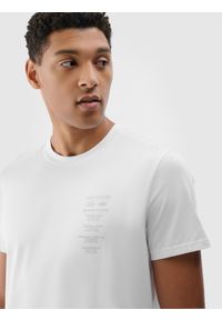 4f - T-shirt regular z nadrukiem męski - biały. Kolor: biały. Materiał: bawełna, dzianina, jersey. Wzór: nadruk