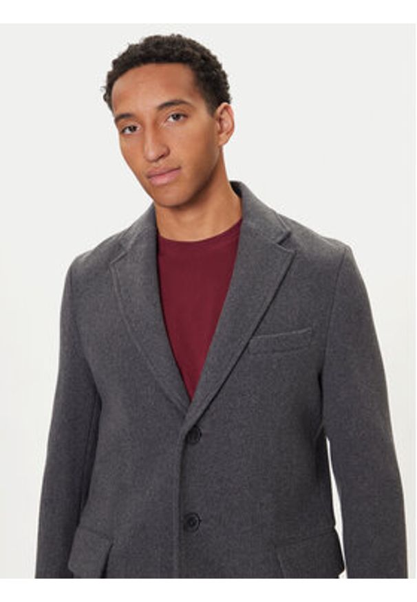 United Colors of Benetton - United Colors Of Benetton Płaszcz wełniany 2X59UN05M Szary Regular Fit. Kolor: szary. Materiał: syntetyk
