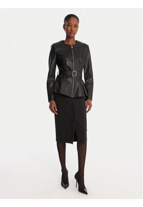 Rinascimento Kurtka z imitacji skóry CFC0125192003 Czarny Slim Fit. Kolor: czarny. Materiał: skóra