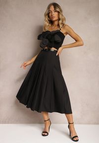 Renee - Czarna Spódnica High Waist o Plisowanym Kroju z Paskiem w Talii Xeviana. Stan: podwyższony. Kolor: czarny. Styl: elegancki #1
