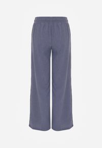 Renee - Niebieskie Teksturowane Spodnie Wide Leg z Wiązaniem w Talii Pirethei. Kolor: niebieski. Materiał: materiał. Styl: elegancki #5