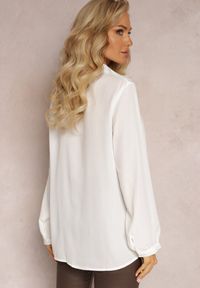 Renee - Biała Koszula z Falbanką i Koronkową Wstawką Hammonis. Kolor: biały. Materiał: koronka. Styl: elegancki