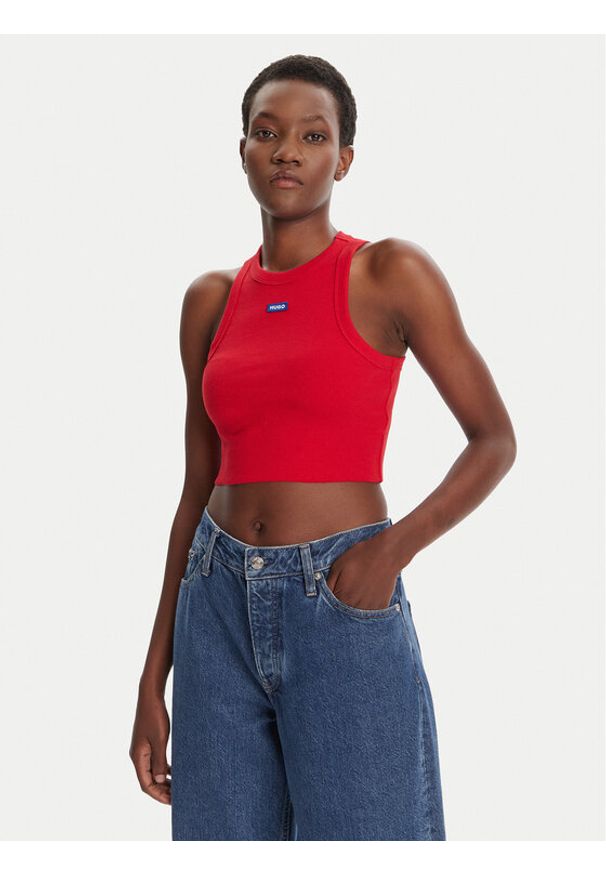 Hugo - HUGO Top Baby 50511450 Bordowy Slim Fit. Kolor: czerwony. Materiał: bawełna