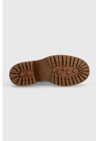 MICHAEL Michael Kors botki Hanley damskie kolor brązowy na słupku 40F3HYME5Y. Nosek buta: okrągły. Zapięcie: sznurówki. Kolor: brązowy. Materiał: skóra, guma. Obcas: na słupku. Styl: klasyczny. Wysokość obcasa: średni #4