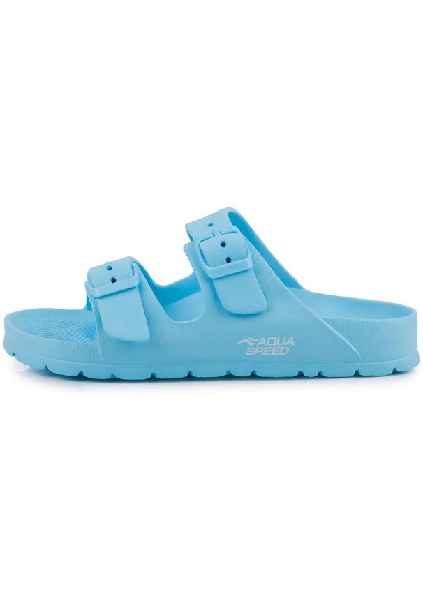 Klapki dziecięce na basen regulowane klamry Aqua Speed. Kolor: niebieski. Styl: sportowy