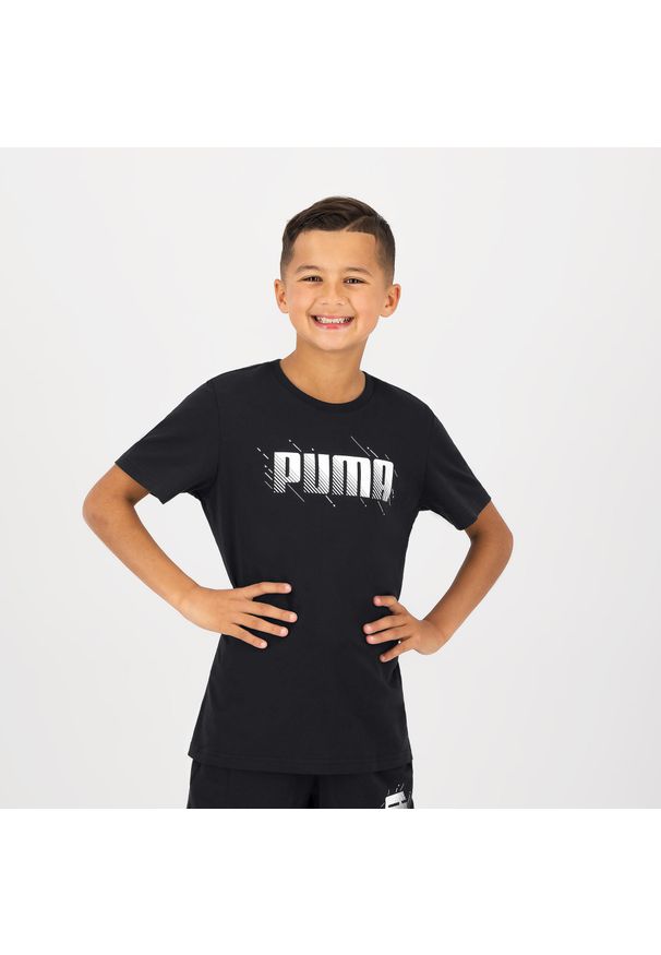 Koszulka dziecięca Puma. Kolor: czarny. Materiał: włókno, bawełna