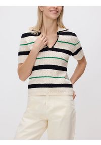 Reserved - Sweter polo - wielobarwny. Typ kołnierza: polo. Materiał: dzianina #1
