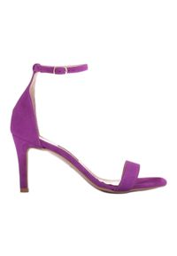 Marco Shoes Eleganckie sandały z naturalnego zamszu fioletowe. Kolor: fioletowy. Materiał: zamsz. Styl: elegancki #8