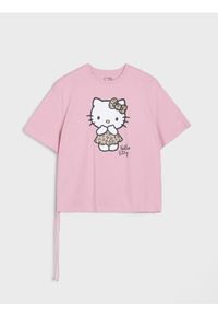 Sinsay - Bawełniana koszulka z nadrukiem Hello Kitty - różowy. Kolor: różowy. Materiał: bawełna. Wzór: nadruk, motyw z bajki #1