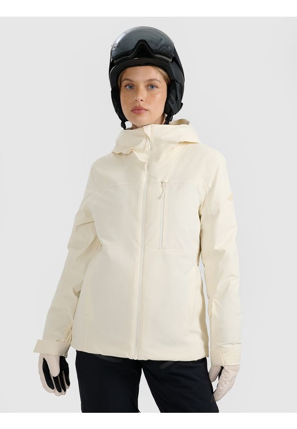 4f - 4F Kurtka narciarska membrana 15000 damska - biała S. Kolor: biały. Materiał: materiał, włókno. Sezon: zima