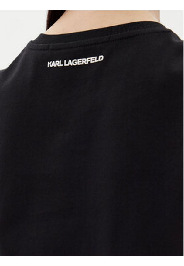 Karl Lagerfeld - KARL LAGERFELD T-Shirt A2W17097 Czarny Regular Fit. Typ kołnierza: dekolt w karo. Kolor: czarny. Materiał: bawełna