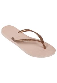 Japonki damskie Havaianas Slim. Kolor: różowy. Materiał: syntetyk, kauczuk. Wzór: paski