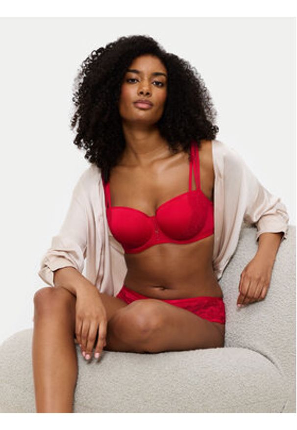 Triumph Biustonosz z fiszbiną Palina Moonlight Kiss 10224803 Czerwony. Kolor: czerwony. Materiał: syntetyk