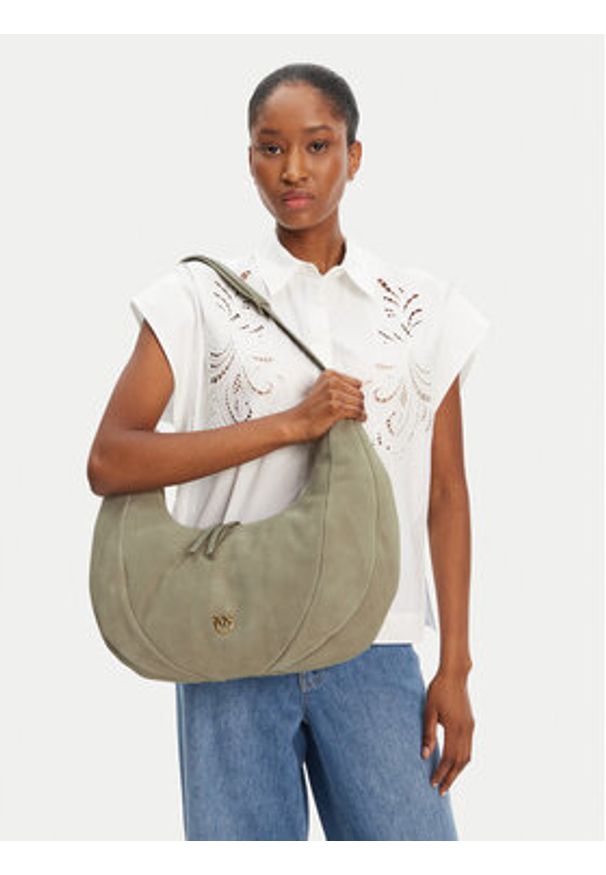 Pinko - PINKO Torebka Slouchy Hobo Big PE 25 PLTT 104295 A29N Szary. Kolor: szary. Materiał: skórzane, zamszowe