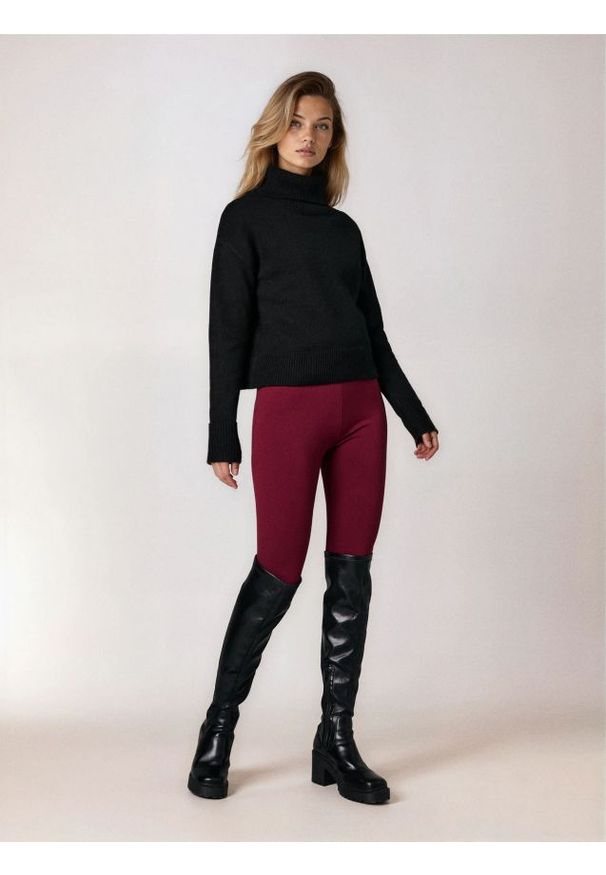 Sinsay - Legginsy z gumką pod stopą - bordowy. Kolor: czerwony