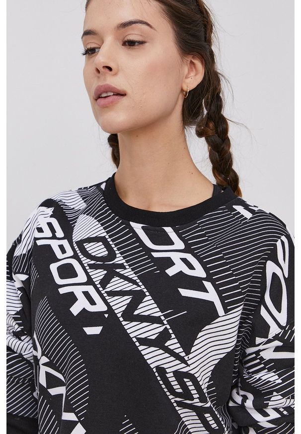 DKNY - Dkny - Bluza. Kolor: czarny. Materiał: dzianina. Długość rękawa: długi rękaw. Długość: długie