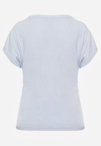 Renee - Niebieski Wiskozowy T-shirt z Dekoltem V Eupharis. Okazja: na co dzień. Typ kołnierza: dekolt w kształcie V. Kolor: niebieski. Materiał: wiskoza. Styl: casual, elegancki #2