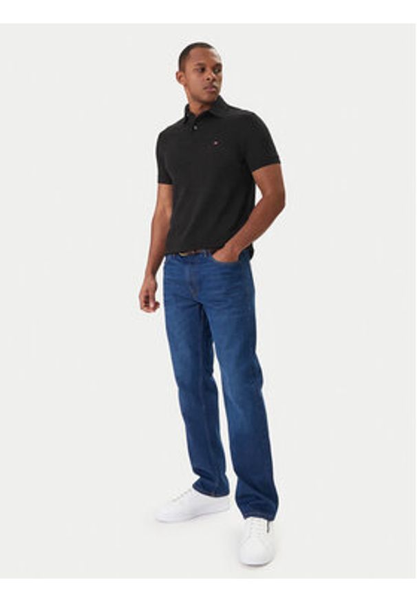TOMMY HILFIGER - Tommy Hilfiger Polo 1985 MW0MW17770 Czarny Regular Fit. Typ kołnierza: polo. Kolor: czarny. Materiał: bawełna