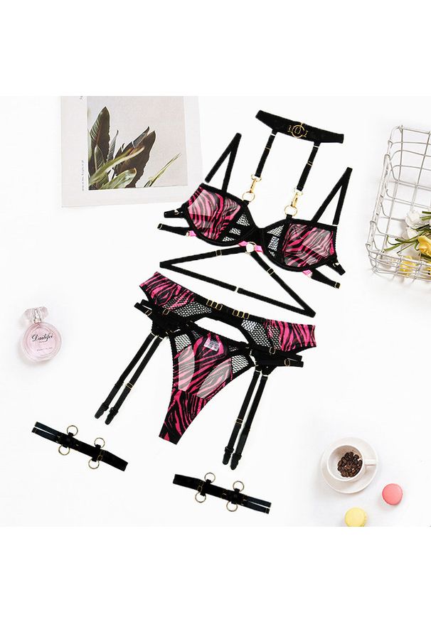 Intica - Komplet bielizny z paskami z elastanem Marie. Kolor: wielokolorowy. Materiał: elastan