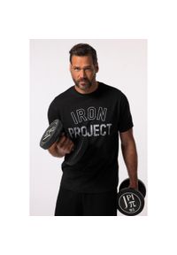 JAY-PI - Męski T-shirt Iron Anvil fitness rękaw 1/2 szybkoschnący do roz. 7XL. Kolekcja: plus size. Kolor: czarny. Materiał: materiał, poliester, bawełna. Sport: fitness