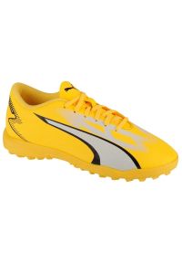 Buty piłkarskie Puma Ultra Play Tt 107533-04 żółte. Zapięcie: sznurówki. Kolor: żółty. Materiał: syntetyk, guma. Szerokość cholewki: normalna. Wzór: nadruk. Sport: piłka nożna