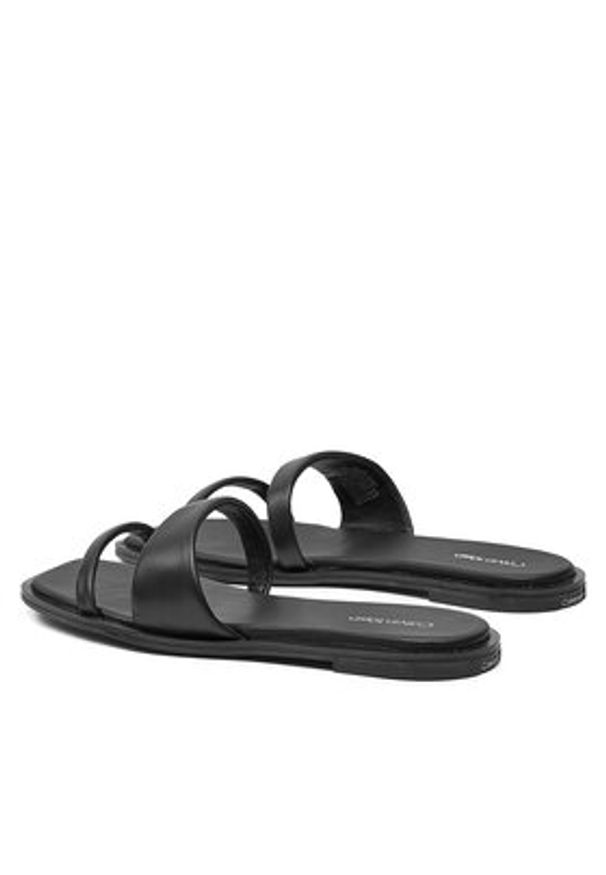 Calvin Klein Klapki Flat Slide Lth HW0HW02071 Czarny. Kolor: czarny. Materiał: skóra